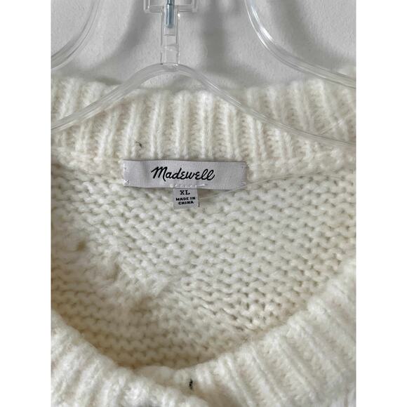 Madewell Chunky Wool Blend Cardigan Cream Size XL NEW - Picture 6 of 8